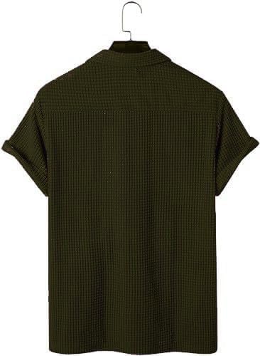 Image of ColorChakra Mens Waffle Knit Polo Tshirt Collar Knitted Shirt for Men M to 3XL