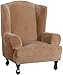 Konsilsa Velvet Wing Chair Slipcover, 1 Piece Form Fit Stretch Polyester/Spandex Armchair Covers Wingback Chair Covers for Furniture Protector in Living Room (Color : Khaki)