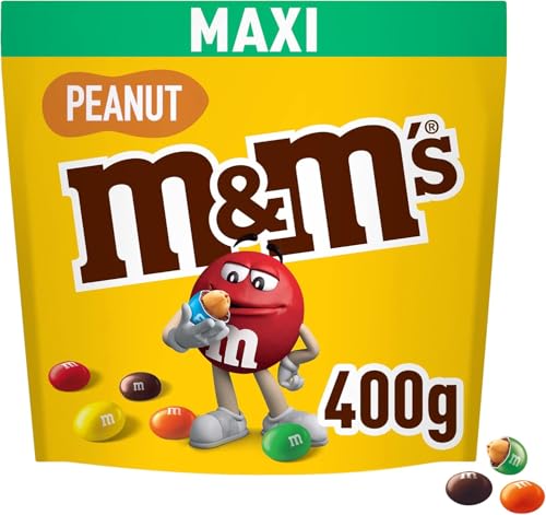 M&M's Peanuts Snack de Cacahuete y Chocolate con Leche, Chuches Halloween, Chocolate Regalo (400g)