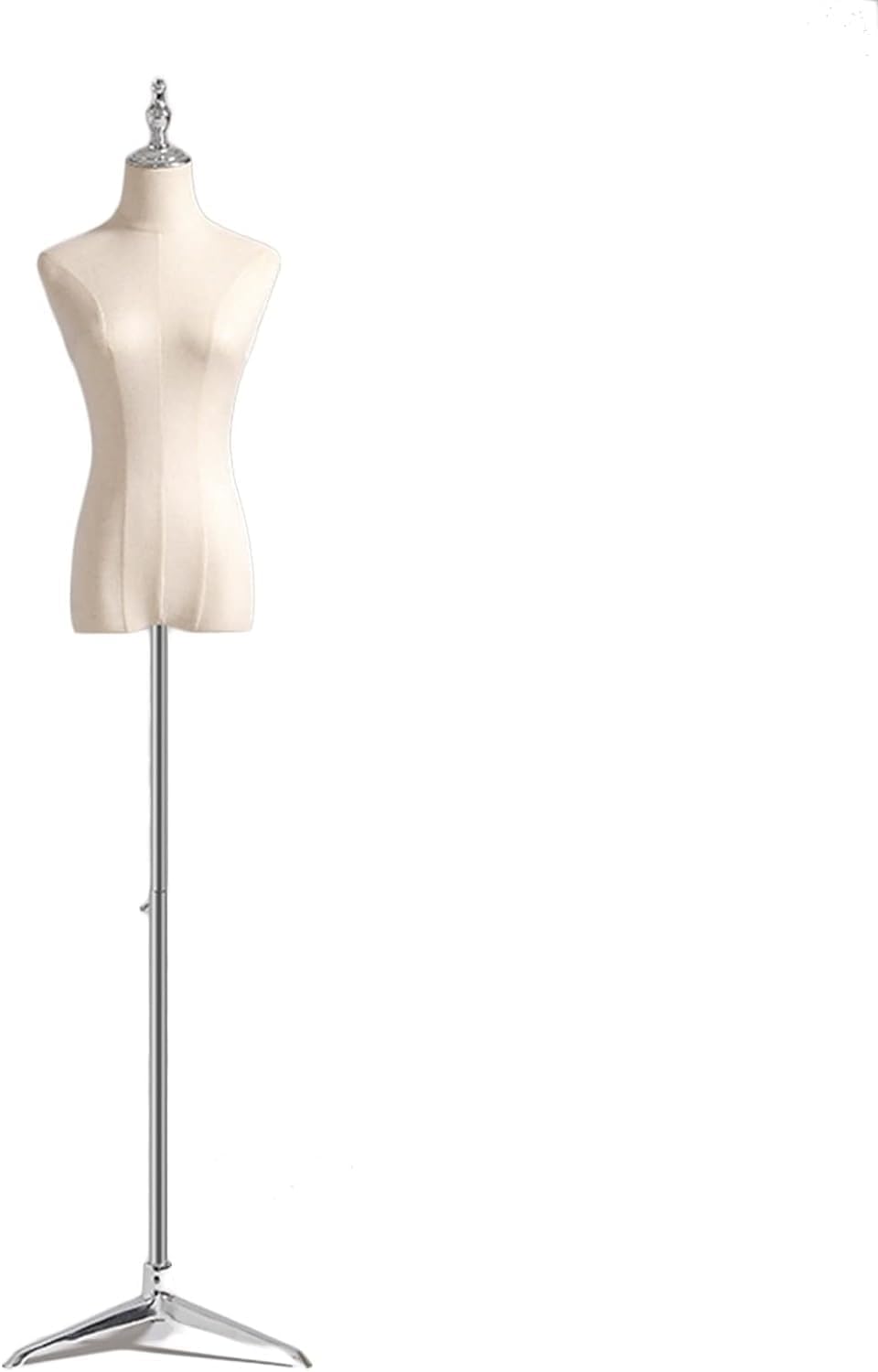 Female Mannequin Torso Body, Adjustable 140-190cm Showcase Half Body Model Accessories, Dummy Mannequin Dress Form for Sewing Display (Silver D) (Silver C)