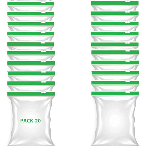 Image of Vegetable Bags Fridge Storage Bag Sabji Fruits Pouch Refrigerator Produce bags, Leakproof Food Storage Bags for Marinate Meat, Vegetables, Fruits Organization (20 PCS GREEN ZIPPER BAG)