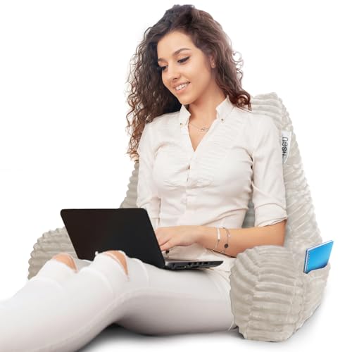 Image of Nestl Reading Pillow with Shredded Memory Foam, Luxe Cut Plush Back Pillow for Sitting Up in Bed, Back and Arms Adjustable Support for Adult & Teens, Backrest Pillows with Washable Cover Linen