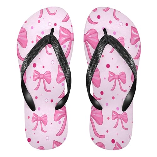 STAYTOP Cute Pink Bows Flip Flops Sandals of Men's & Women's,Sandals Beach Slippers Shower Slides