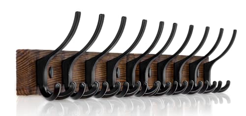 Optish Coat Rack Wall Mount For Entryway, Coat Hanger Wall Mount With 5 Black Tri-Hooks cover