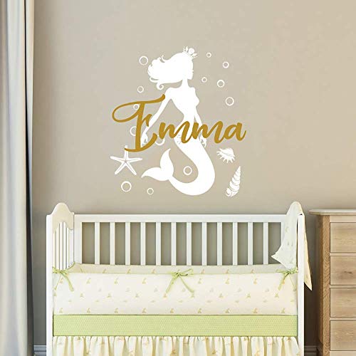 Mermaid Wall Decal Name Sticker Personalized Girls Name/Baby Girl Name Nursery Wall Decor/Personalized Custom Name Vinyl Wall Art Decal Sticker/Teen Girls Name Bedroom Decor vs76