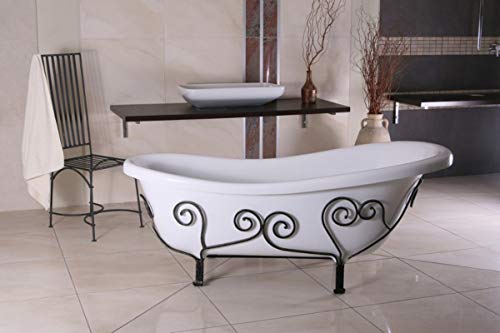 Freistehende Luxus Badewanne Mediterran Weiß/Schmiedeeisen - 4
