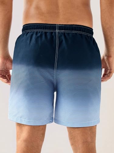 SweatyRocks Men's Striped Swim Trunks Drawstring Waist Summer Beach Shorts with Pockets2