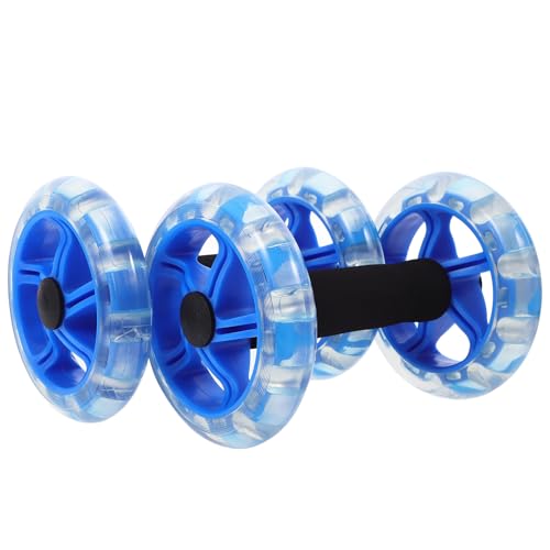 Rueda abdominal doble azul con manijas antideslizantes para ejercicio portátil en casa