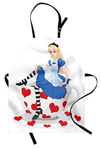 ABAKUHAUS Alice au Pays des Merveilles Tablier, Alice avec la Coupe, Produit Unisexe avec Col Réglable pour Cuisine et Jardinage, Multicolore