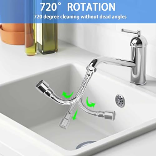 Wjelet Wasserhahn Verlängerung Küche, 20cm Küchenarmatur Verlängerung Spritzkopf,Edelstahl 360° Drehbar Wasserhahnverlängerung Für Küchen,Bars,Bäder und Toilette