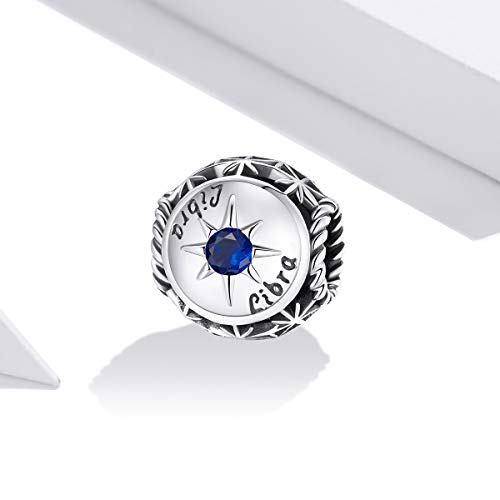 Image of 12 Constellation Charms 925 Sterling Silver Crystal Zircon Charms Family and Friends' Birthday Charm Birthstone Charms for Women Bracelets