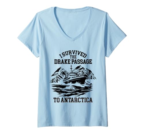 Womens Antarctica Cruise Drake Passage I Survived Antarctica V-Neck T-Shirt