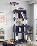 Globlazer Árbol Rascador Grandes para Maine Coon, Torre para Gatos Alto 183 cm con Nidos Plataformas Cesta, Estable Árboles para Gato Adultos British Shorthair Ragdoll Interior (S72, Gris Ahumado)