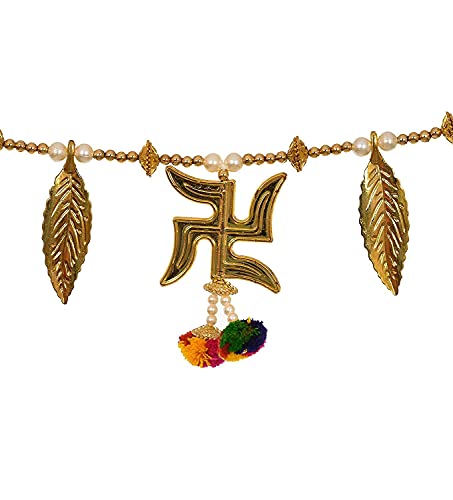 Image of Swsastik Golden Leaves Hanging Toran Main Door Garlands Handmade Bandhanwar Door Entrance Hanging HomeTraditional Wall Decoration Diwali Decoration Diwali Gift