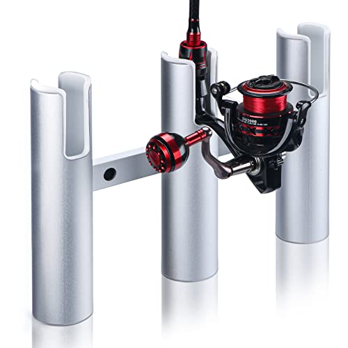 Marinebaby Fishing Rod Holder Aluminum 3/4 Link Tube Aluminum3/ 4 Rod Rack Suit Boats & Yacht (Silver:3 Tube)