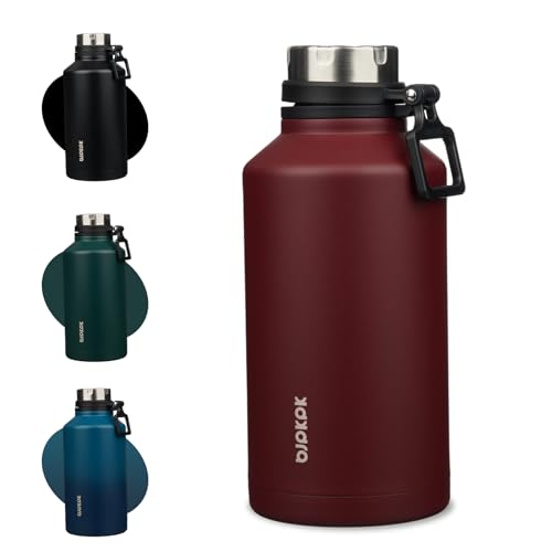 Image of BJPKPK 64oz Insulated Water Bottle, Stainless Steel Vacuum Jug with Handle | Half Gallon Large Water Bottle, Leak-Proof BPA-Free Vacuum Insulated Bottle for Gym, Hiking, Camping & Outdoor Adventures