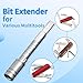 Multitool Bit Driver Extender, Bit Driver Extender Add-on Accessory for Multi-Tools, Compatible with Leatherman Skeletool/Surge/MUT/Wave Plus and Signal Bits Set (Silver)