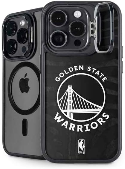 Skinit Kickstand Phone Case Compatible with iPhone 16 Pro - Officially Licensed NBA Golden State Warriors Black Animal Print Design