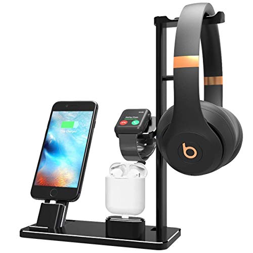 YOMENG Support de Charge pour Casque Apple Watch, Support de Station de Charge, Docks de Chargement en Aluminium 6 en 1 pour iPhone X / 8 Plus / XS MAX / XR iPad AirPods Série Iwatch 4/3/2/1