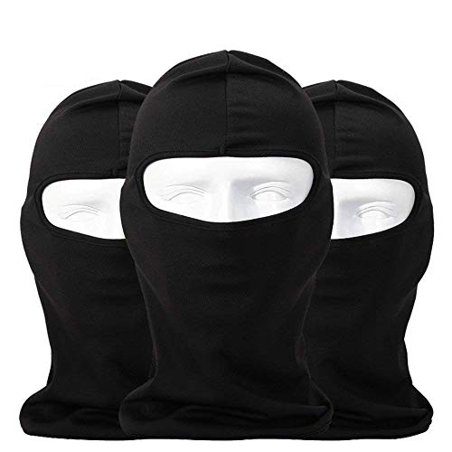 Nuoxinus Balaclava Full Face Mask Black 3 Pack Windproof Ski Mask, Dust-Proof Motorcycle Bicycle Bike Face Mask for Halloween Cosplay Party Outdoor Cycling Hiking Skiing Camping