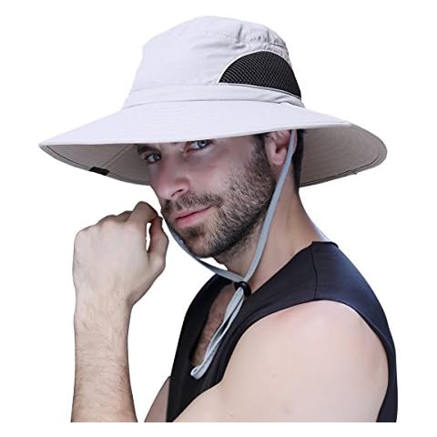 WINDCHASER Men Women Sun Hat, Summer Wide Brimmed Bucket Hat, UV Protection Bush Hat Foldable Safari Boonie Hat Waterproof Fisherman Cap Gift for Outdoor Activities Cover