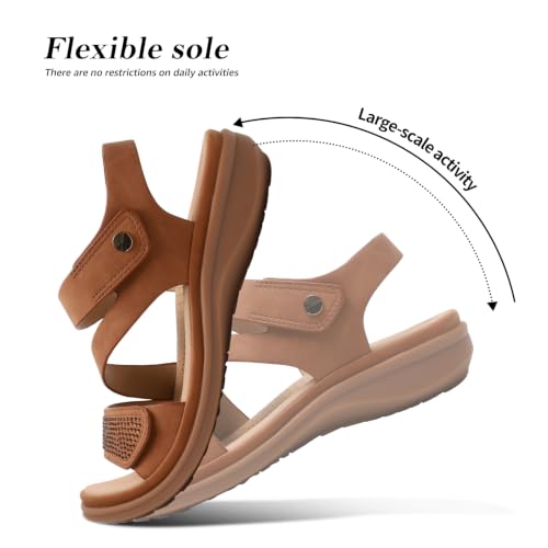 Image of Littleplum Womens Sandals Arch Support - Comfortable Flat Sandals for Women, Summer Breathable Adjustable Orthotic Walking Shoes for Beach,Travel