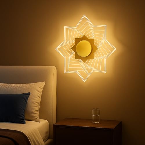 Image of Lamp master Star Wall & Ceiling Light | 3-in-1 Color Changing LED | Antique Gold Finish | Modern Decorative Wall Lamp for Bedroom, Living Room, Kids Room, Hallway & Home Decor Lighting