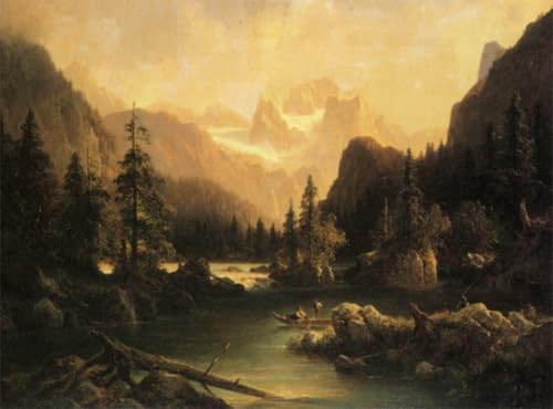 Affiche impression prints style peinture abstraite lac de montagne 60x90
