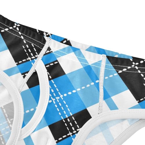 KLL Buffalo Plaid Blue Black Toddler Boys' Pure Cotton Nighttime Underwear Breathable Undies4