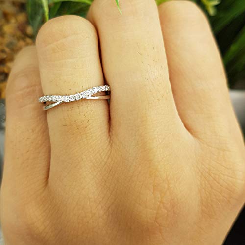 Dazzlingrock Collection 0.25 Carat (ctw) Round Lab Grown White Diamond Ladies Wedding Guard Contour Band 1/4 CT | 925 Sterling Silver4