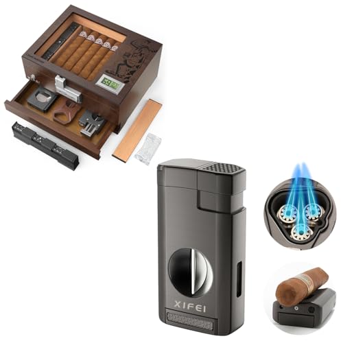 Encendedor XIFEI con cortador y humidor de cigarros miniatura 1
