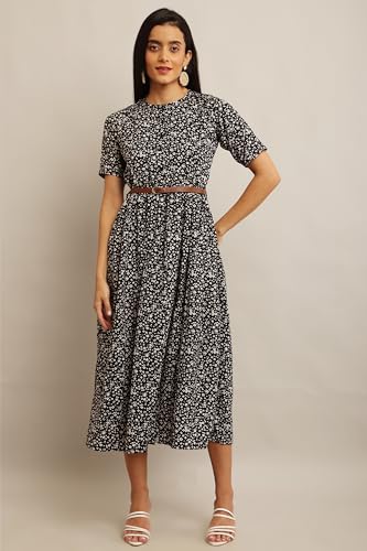 Image of Women's Fit and Flare Floral Printed Long Maxi Dress