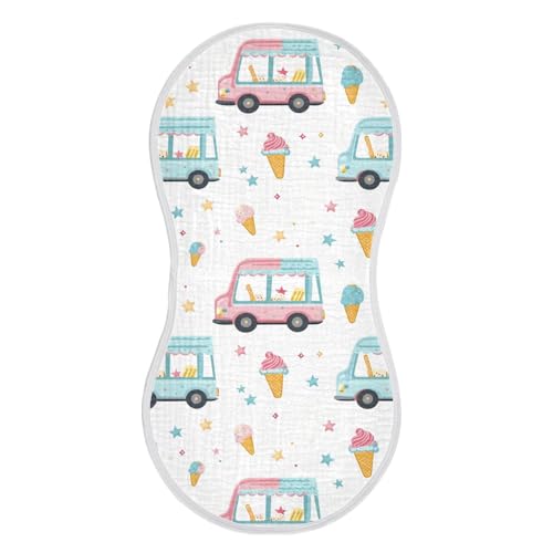 vvfelixl Cartoon Ice Cream Truck Burp Cloths for Baby Boy Girls Baby Washcloths Burp Rags 1 Pack
