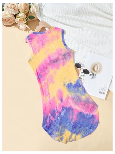 Girl's Tie Dye Sleeveless Cute Tank Dress Crew Neck Casual Summer Dress2