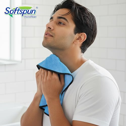 Image of SOFTSPUN Microfiber Hand & Face Wipes 280 GSM 20x30 Cms, 4 Piece Towel Set, (Olive Green) Super Soft & Silky for Hand, Face and Body - Hypoallergenic Sensitive Skin Wipes & Washcloths.