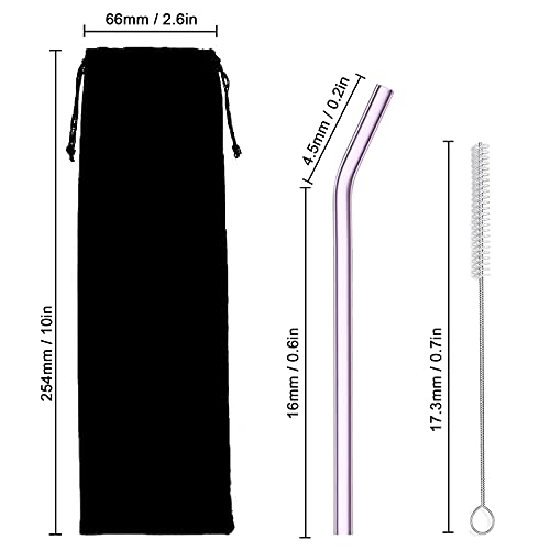 Glass Straw - 10Pcs Pink Bent Glass Straw Set, 8'' Reusable Straws With Cleaning Brush For Tumblers, Tervis, Starbucks Cups, Mason Jars - Straw0020-Tr-10 (Pink Bent 10Pcs) (Pink 10Pcs) #TOP1
