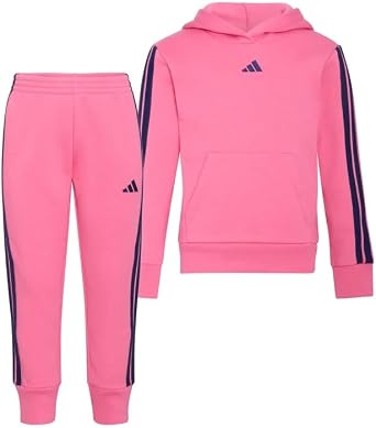 adidas ユース キッズ 2ピース トラックスーツ アウトフィット セット – フリースパーカー&ジョガースウェットパンツ、ミッドウェイト アクティブウェア アウトフィット