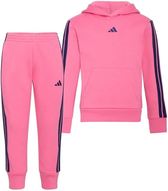 adidas ユース キッズ 2ピース トラックスーツ アウトフィット セット – フリースパーカー&ジョガースウェットパンツ、ミッドウェイト アクティブウェア アウトフィット
