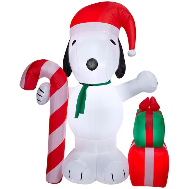 Gemmy 6.5 Ft. Tall Christmas Inflatable Snoopy Holding Candycane with