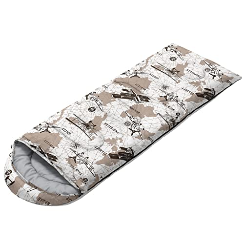 Bolsa de dormir para niños Datura home con diseño de mapa de avión, ligera, cálida, portátil, resistente al agua para camping y senderismo miniatura 2