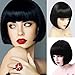 BESTUNG Short Straight Bob Hair Wigs with Flat Bangs for Women Multi Color Cosplay Party Costume Wig (1B#)