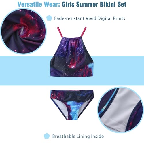 Image of Girls 3 Piece Swimsuits for Teen Girls Bikini Set with Skirt Hawaiian Bathing Suits Beach Swimwear 3-16 Years