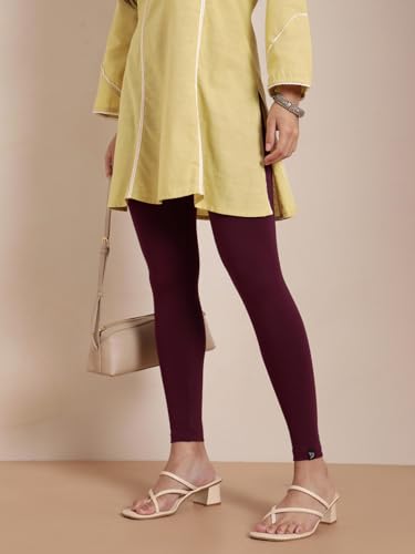 Image of TWIN BIRDS Super Stretchable Cotton Elasthane Fabric Ankle Length Leggings for Women