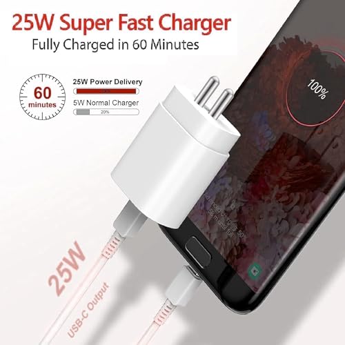 Image of 25W Type-C Fast Charging Travel Adapter with USB-C Cable | Super Fast PD Charger for Smartphones & Tablets | Compact Wall Charger with Safe & Efficient Power Delivery Support