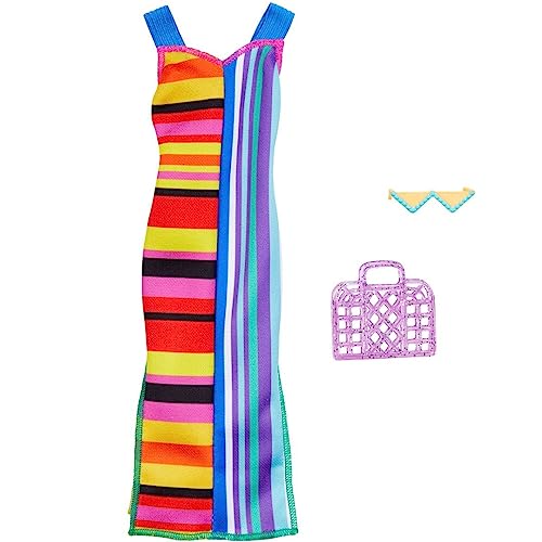 Barbie Fashion Pack Hjt22 - Clothing For Dolls - Long Dress Graphic, Handbag And Sunglasses, Design