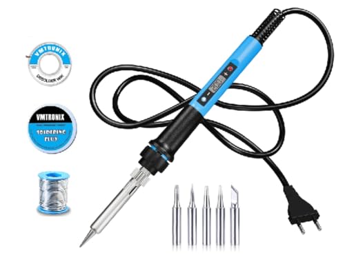 Image of LCD Digital Display Soldering Iron with 5 Additional Bits (LCD Display Iron with Solder wire Solder paste Desol Wick)