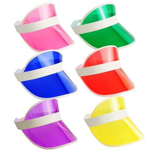 Bramble Neon Sun Visor Hats for Women and Men Unisex Bright Colours - for Sports, Pub Golf, 80s Fancy Dress, Festivals, Stag Do, Hen Party (6, Multicoloured)