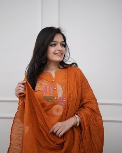 Kurta imprimé orange Yashika : finis les ensembles ternes, osez la couleur ethnique en taille M - 4