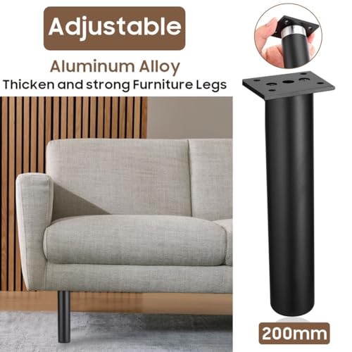 MixDora 4Pcs Adjustable Furniture Legs Black Metal Sofa feet Aluminum Alloy Couch Legs Wardrobe Foot Bed Feet Furniture Replacement Legs - Image 3