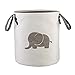 Cesto Ropa Sucia Infantil Plegable,Cubo Almacenaje de Libros/baño/toallitas para Bebe,Organizador Juguetes Tela,Bolsa Colada de Algodon Redondo para Ropa de Lavandería Ninos, 40 x 35cm (Elefante)